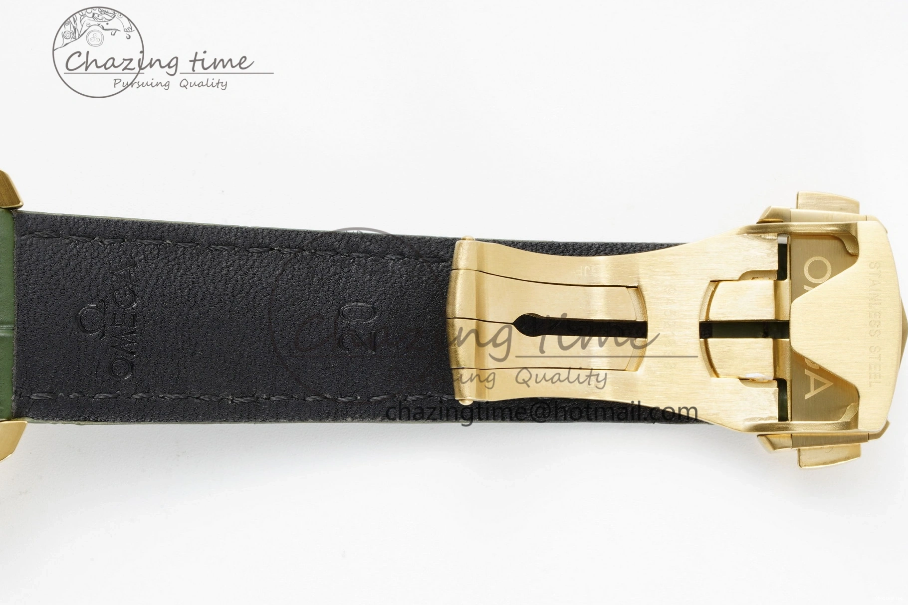 0404 Speedmaster Moonwatch in Moonshine Gold YG RMF Best Edition Green Dial on Green Leather Strap Manual Chrono EasyCare 7832